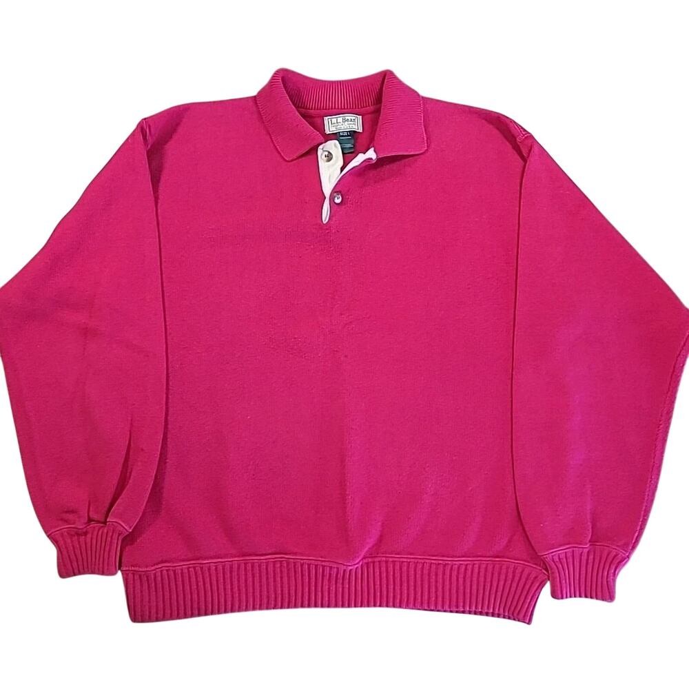 Vintage LL Bean Fisherman Sweater Pink USA Made L